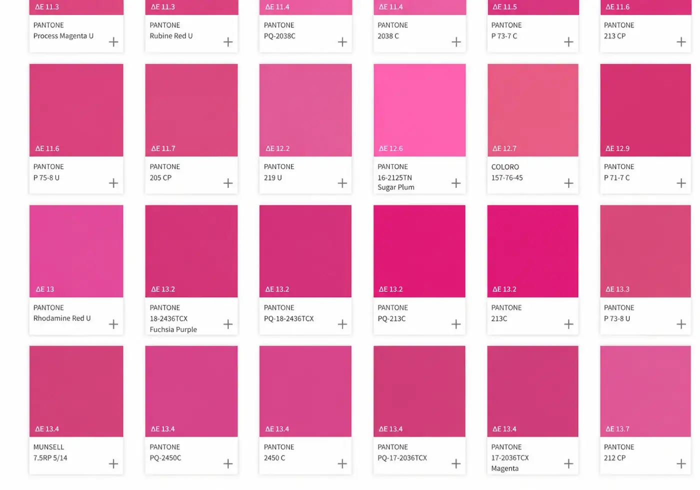 Pink Pantone color options considered for production