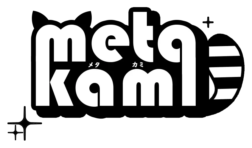 Rounded METAKAMI logo with animal ears and a striped tail