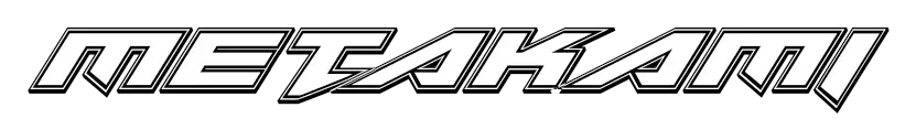 Outlined futuristic METAKAMI wordmark