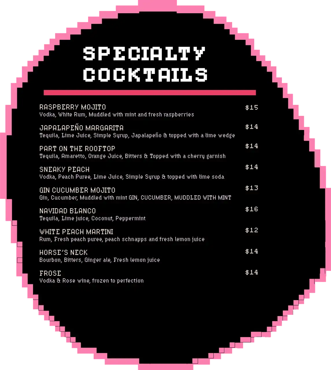 Classic daruma-shaped paper menu, seasonal cocktail menu back