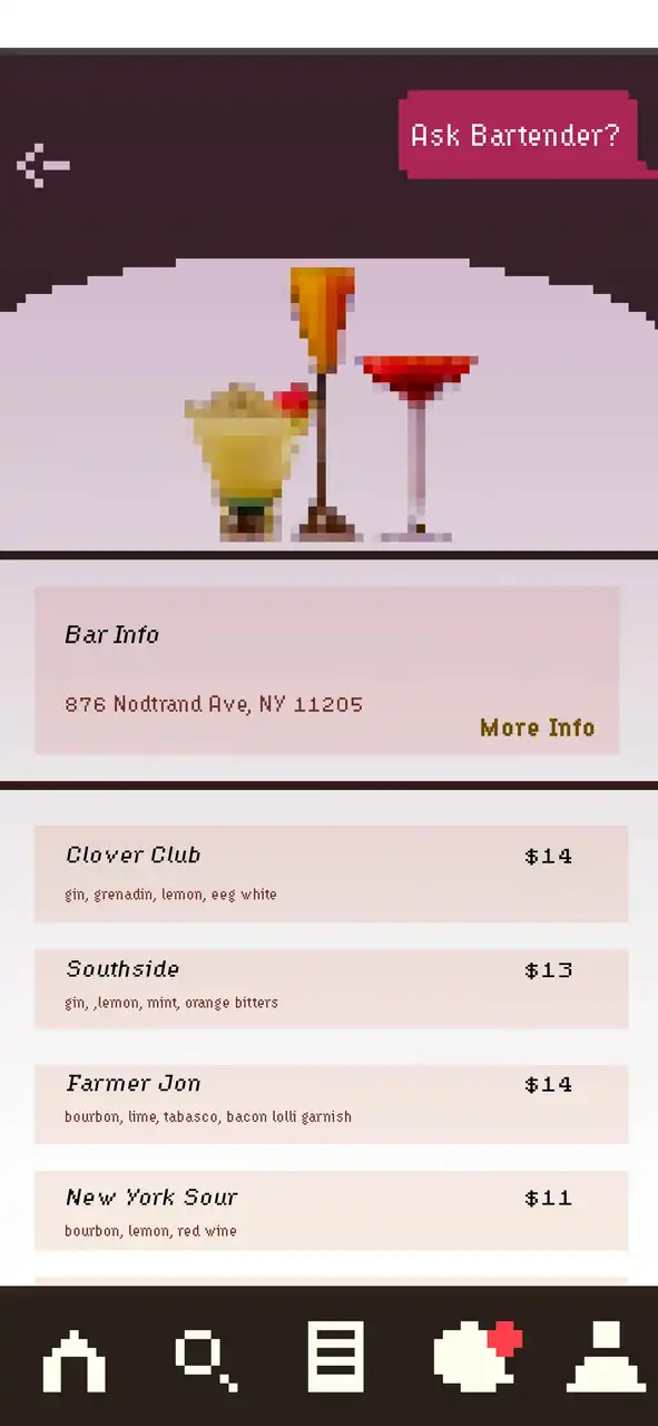 classic cocktail details app screen