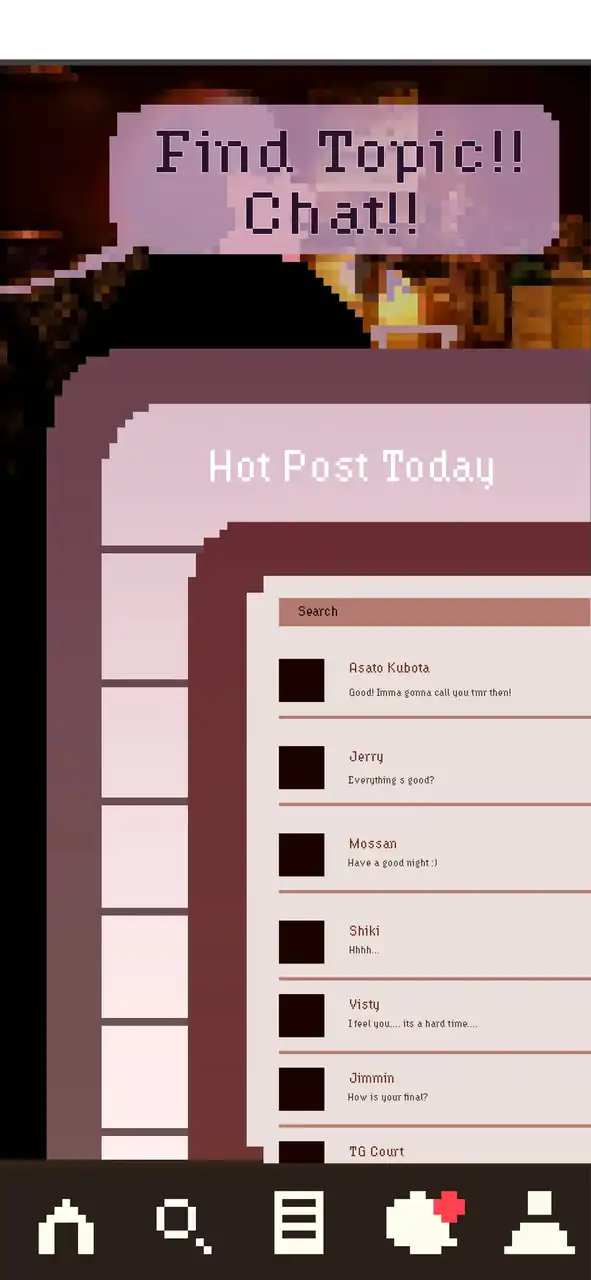 classic topics & community app screen