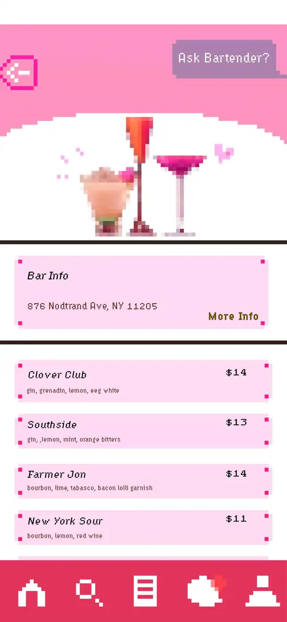cute cocktail details app screen