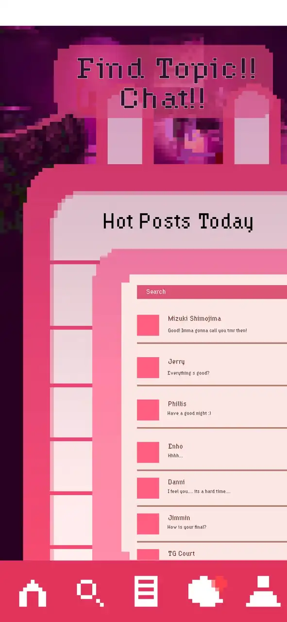 cute topics & community app screen