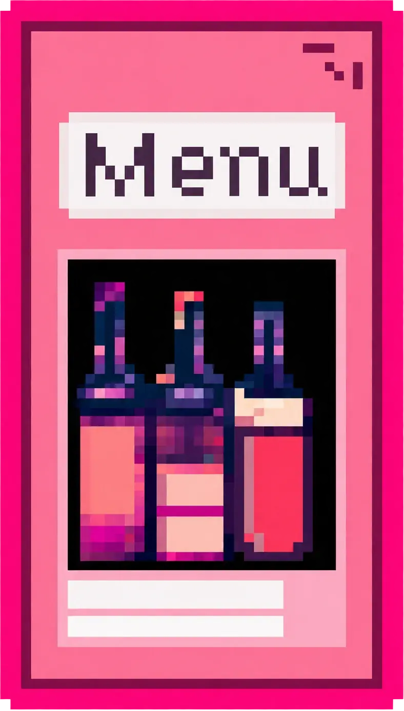 Cute — Menu cover, original pixel interface artwork